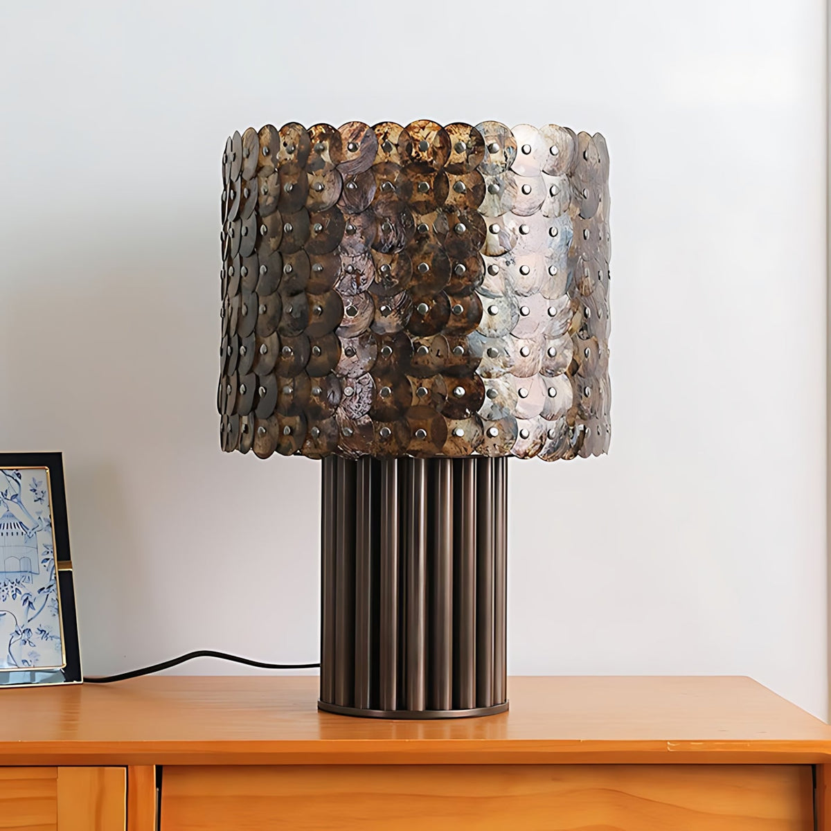 Naerix Shell Table Lamp, angled three quarter view