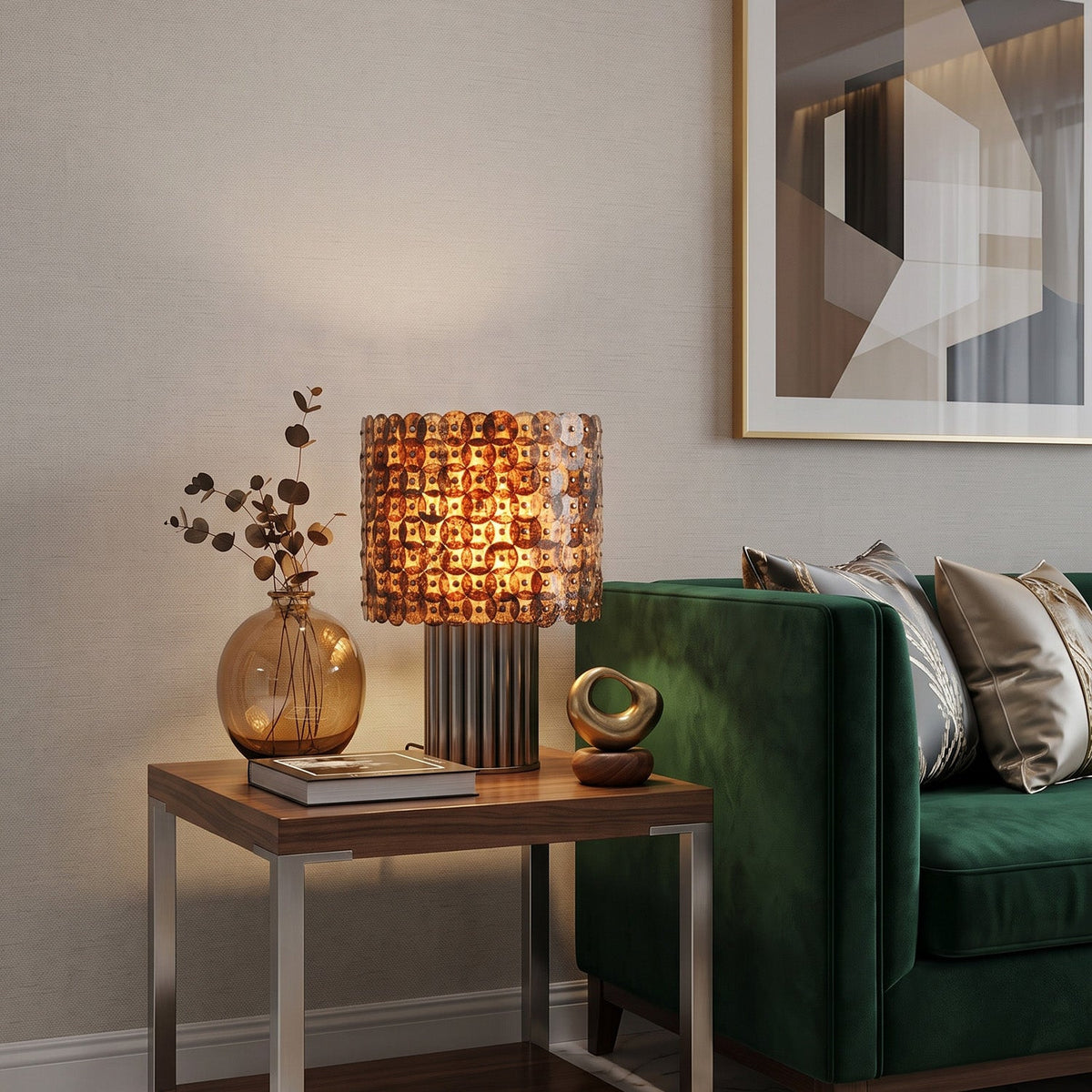 Naerix Shell Table Lamp, base and stem detail