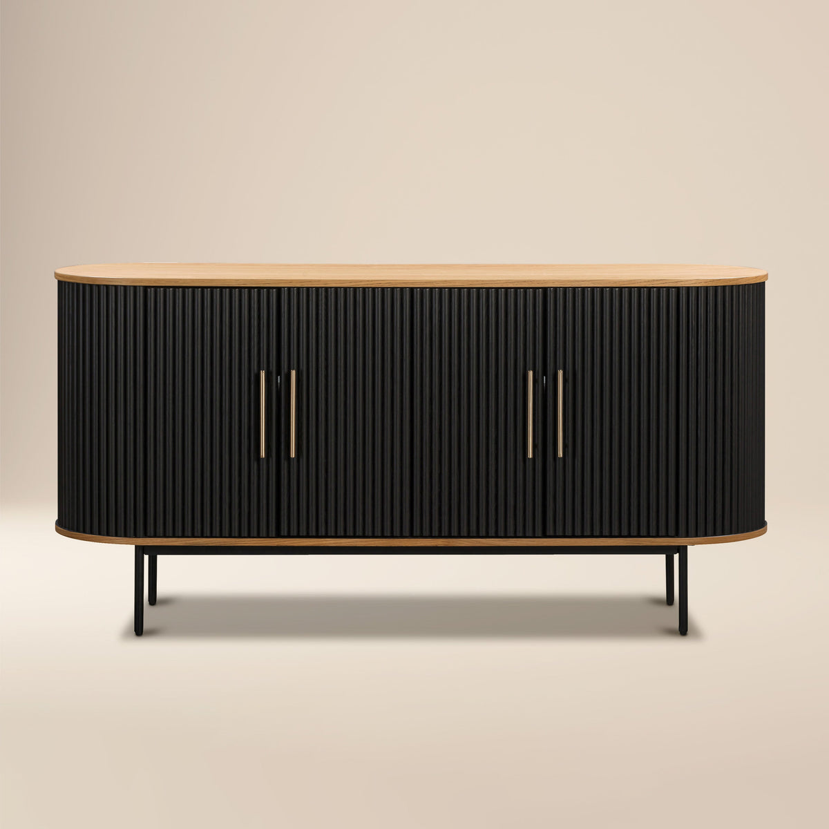 Noir 65" Oak Sideboard, Black, full front view