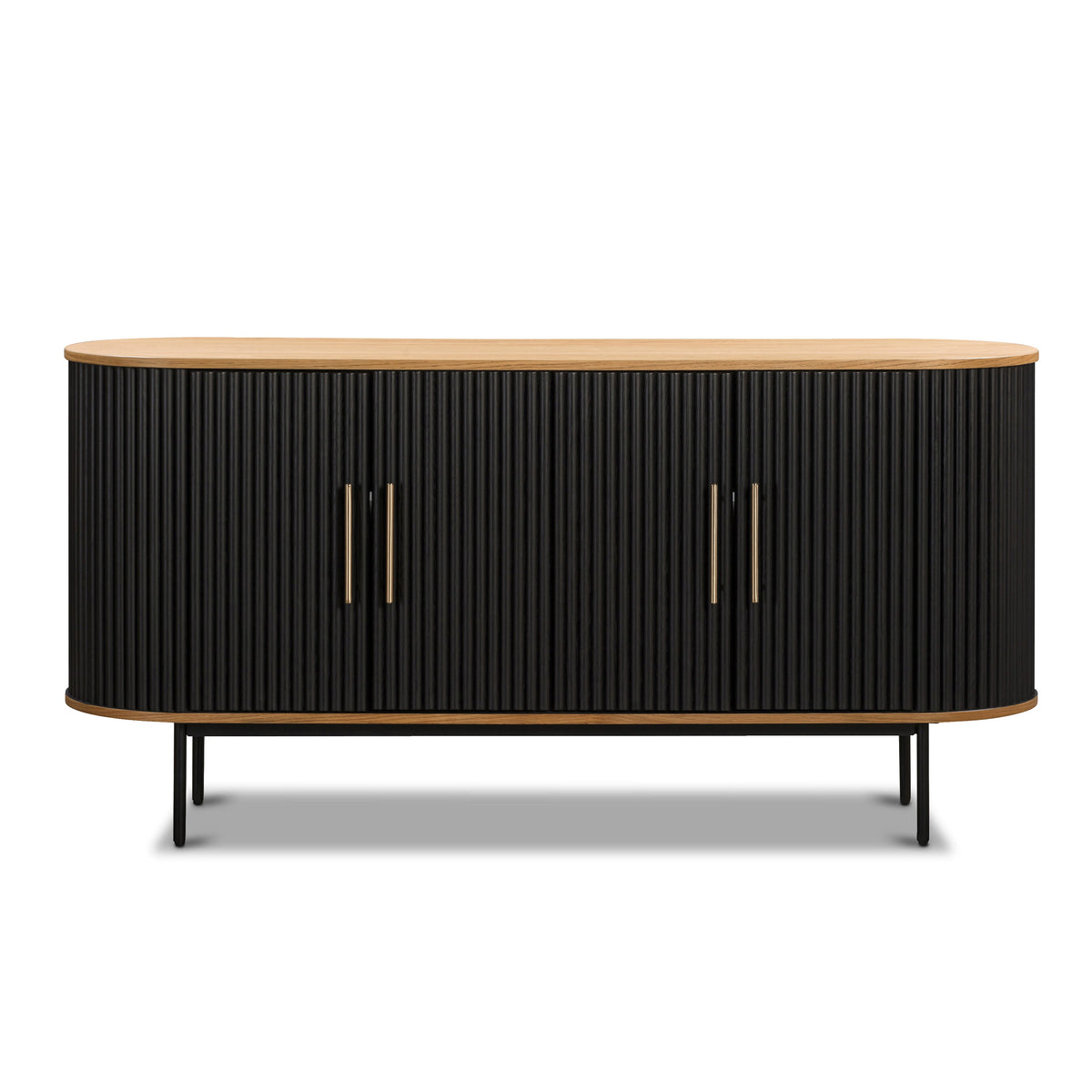 Noir 65" Oak Sideboard, Black, grain and finish close up