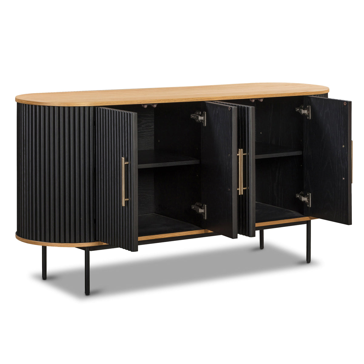 Noir 65" Oak Sideboard, Black, handle and hardware detail