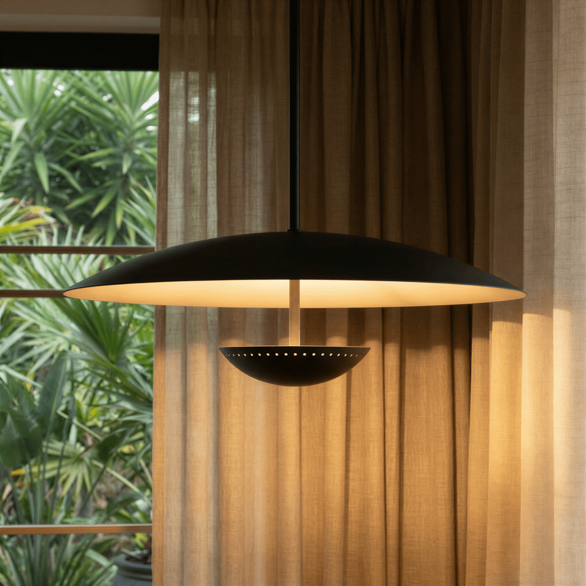 Oralis Metal Pendant Light, top of the shade in detail