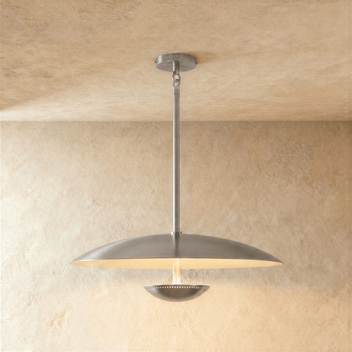 Oralis Metal Pendant Light, unlit profile view