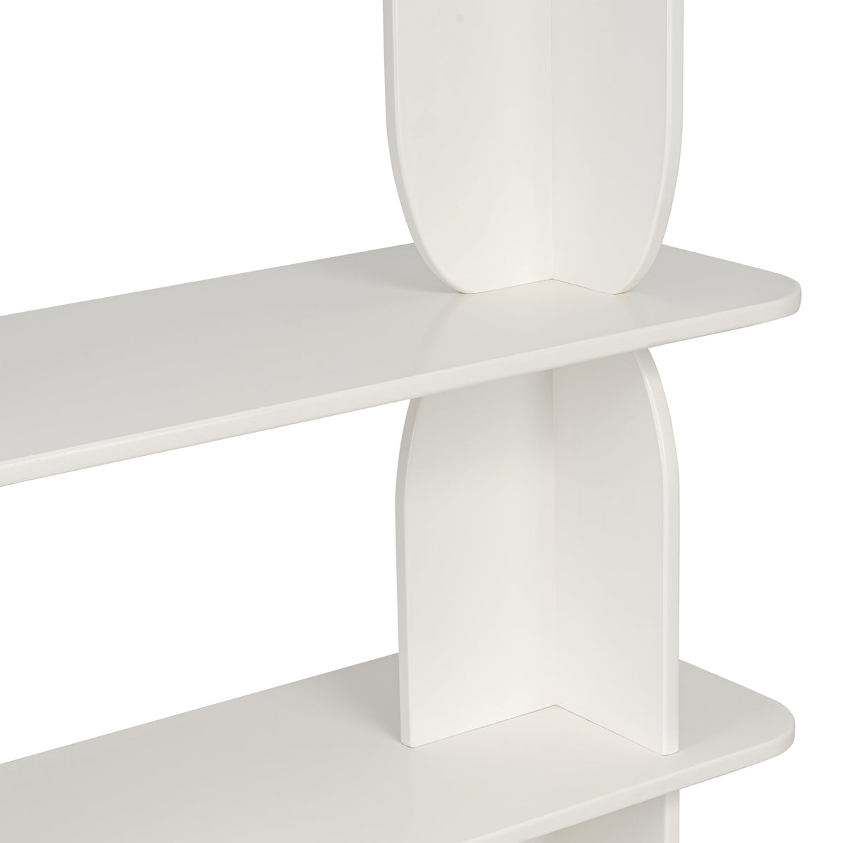 Padua 62" Engineered Wood Bookshelf, Ivory White, shown at an angle