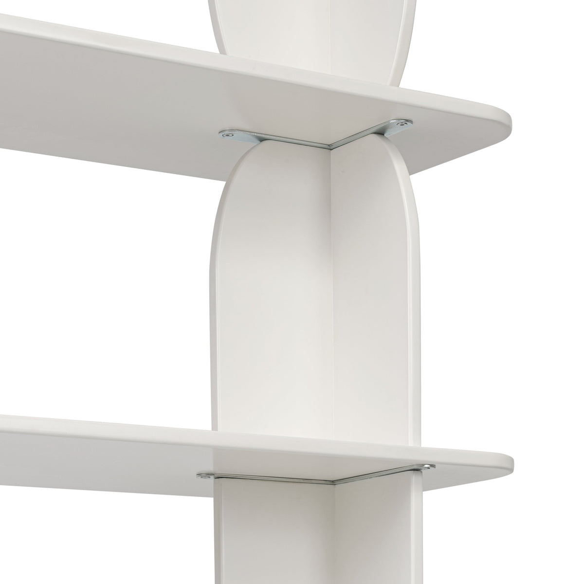 Padua 62" Engineered Wood Bookshelf, Ivory White, leg and base detail