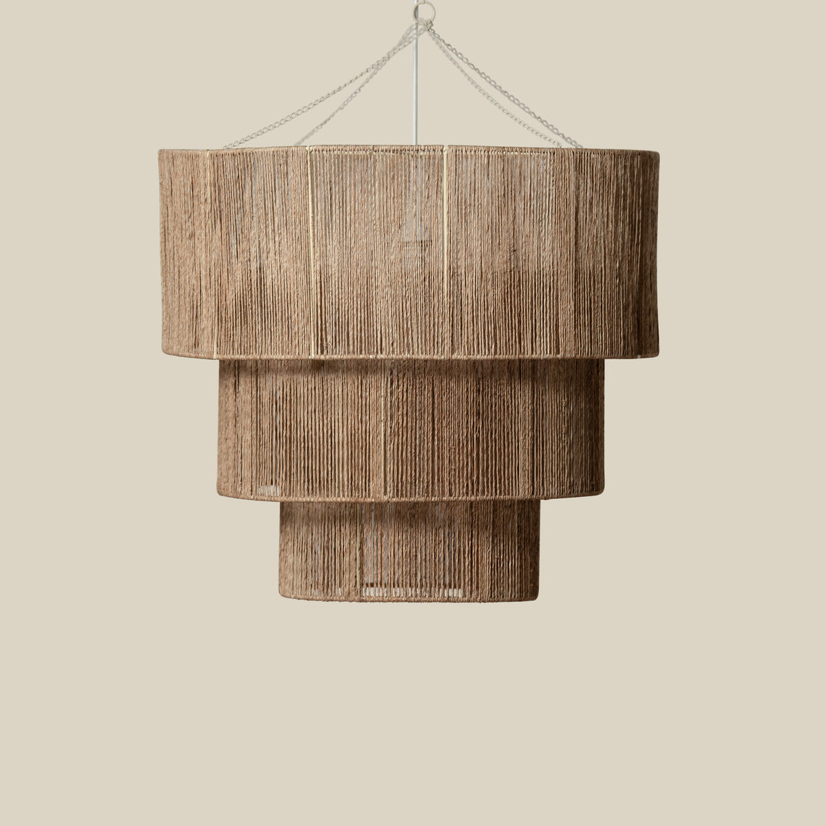 Paloma Tiered Jute Chandelier, shade and material close up