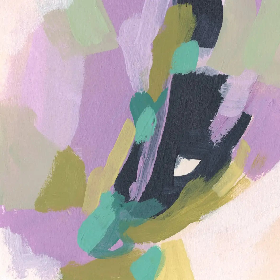 Pastel Brush Abstract III Wall Art, styled in a bedroom