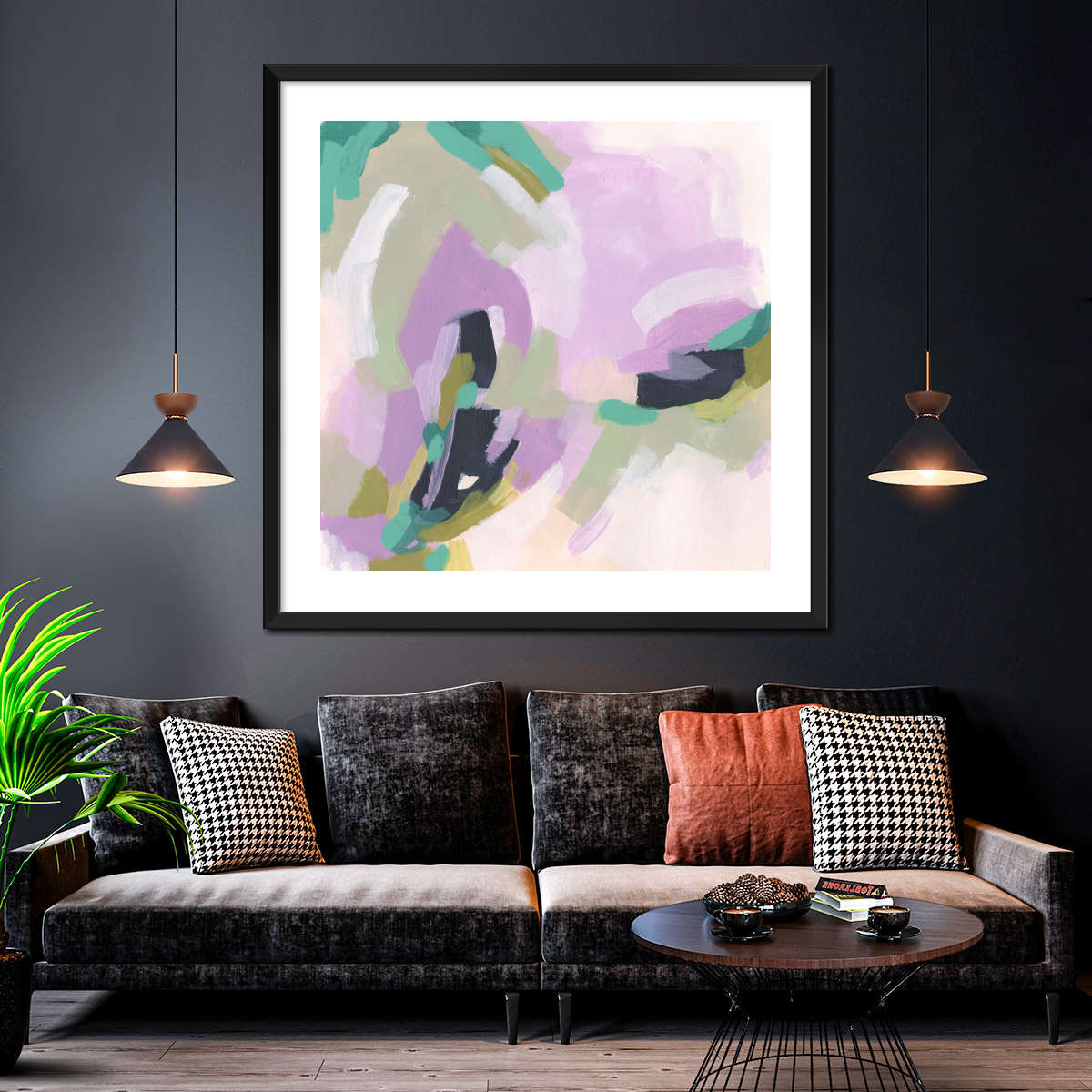 Pastel Brush Abstract III Wall Art, scale in a living room