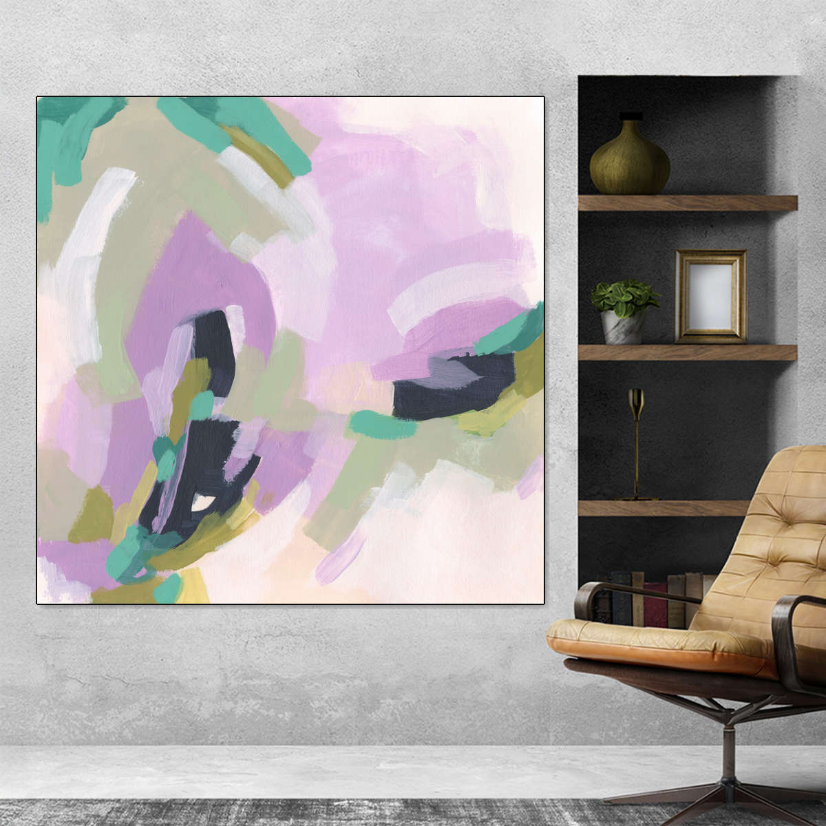 Pastel Brush Abstract III Wall Art, framed view