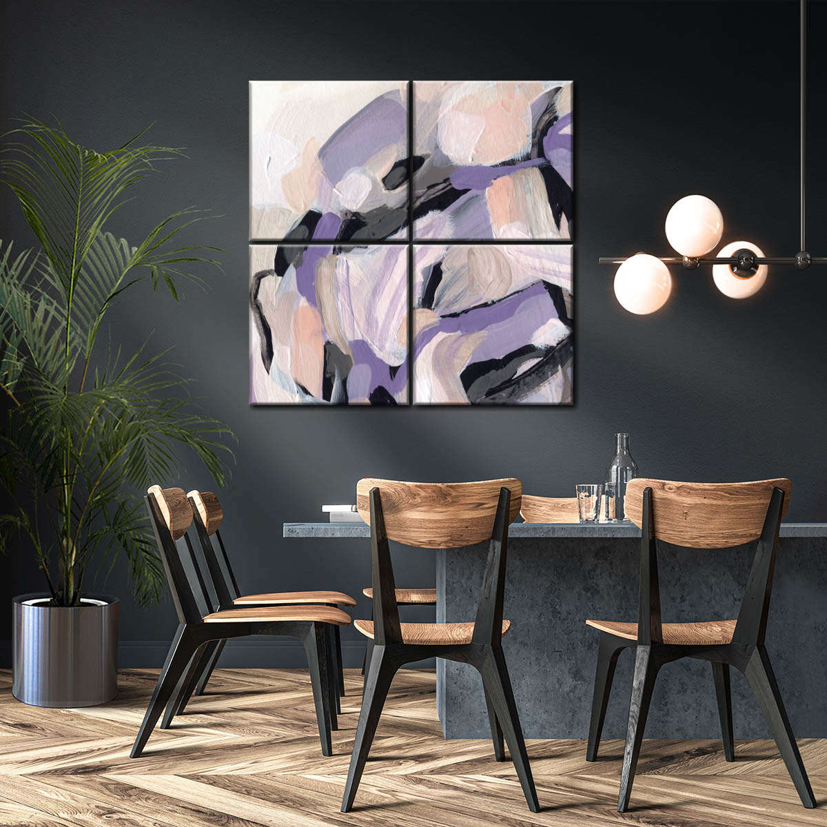 Pastel Brush Abstract V Wall Art, styled above a sofa
