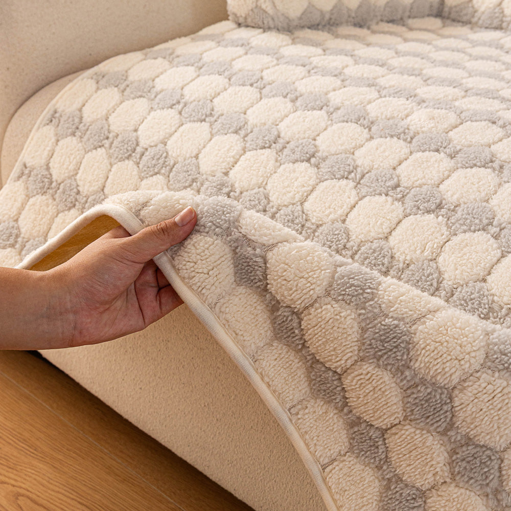 Raised Pebble Plush Bolster Pet Sofa Bed, second plush texture close up