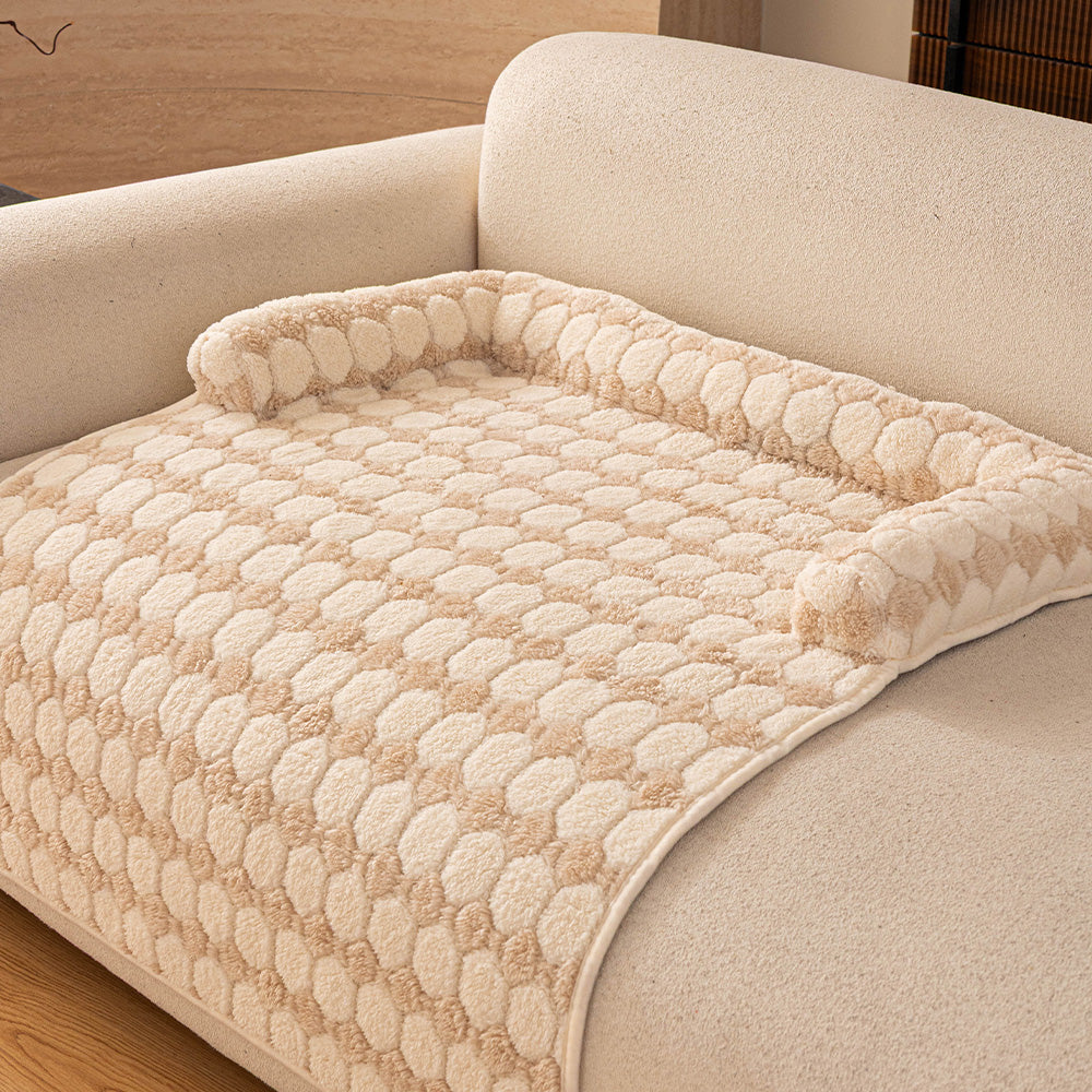 Raised Pebble Plush Bolster Pet Sofa Bed, side profile