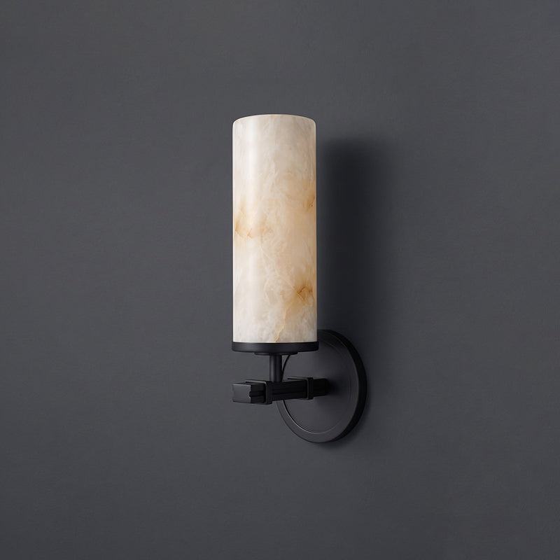 Ravelin Alabaster Wall Sconce, second socket and hardware detail