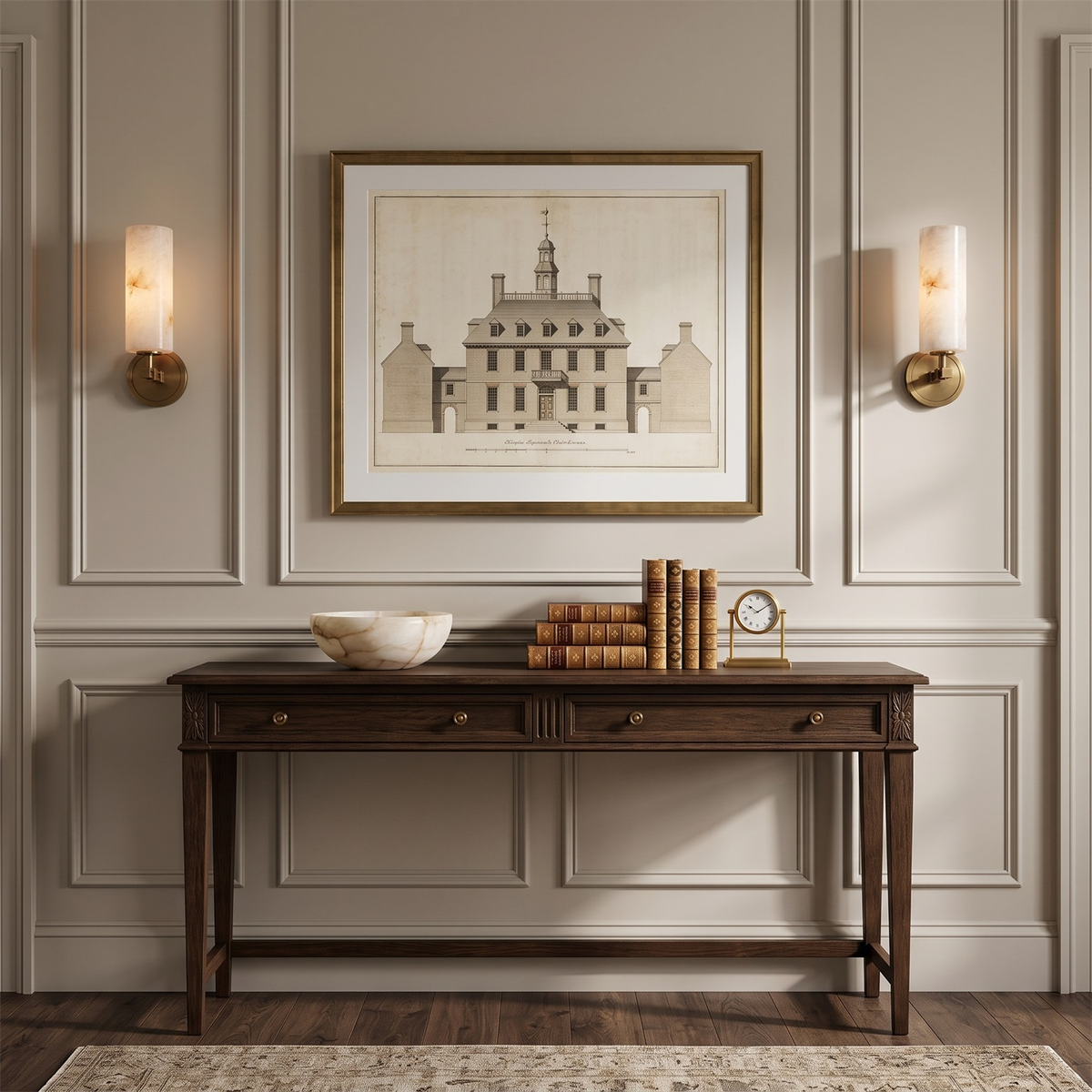 Ravelin Alabaster Wall Sconce, warm glow when lit