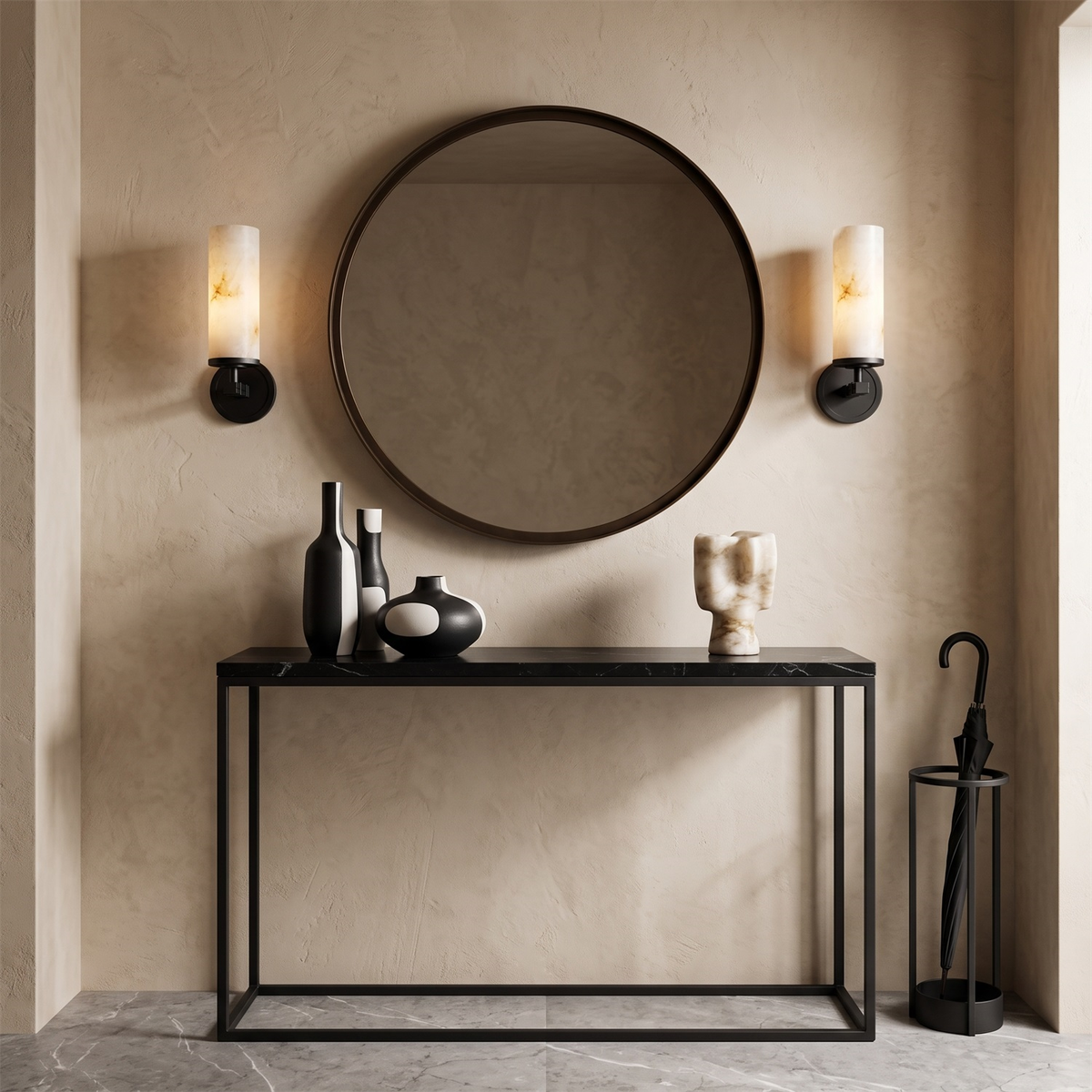 Ravelin Alabaster Wall Sconce, held for scale
