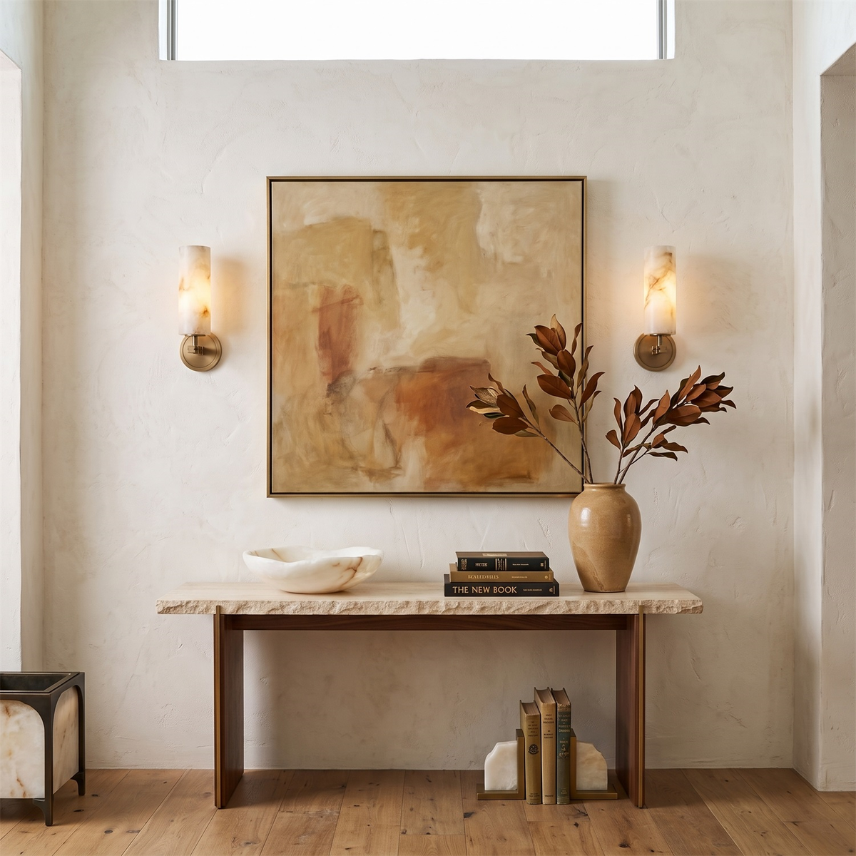 Ravelin Alabaster Wall Sconce, finish close up