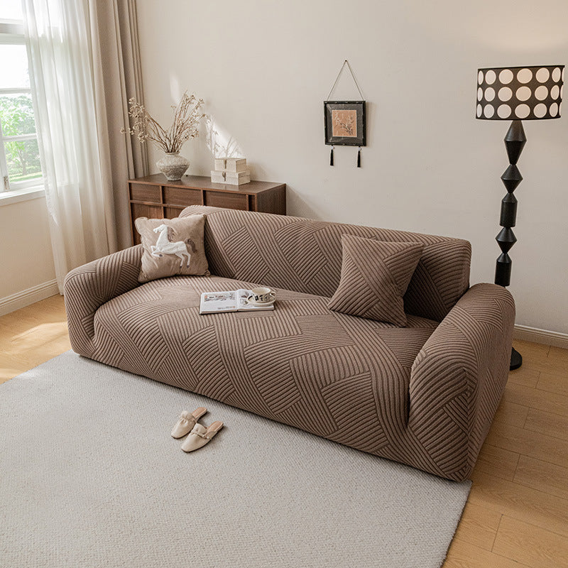 Ribbed Jacquard Velvet Sofa Slipcover, edge and trim detail
