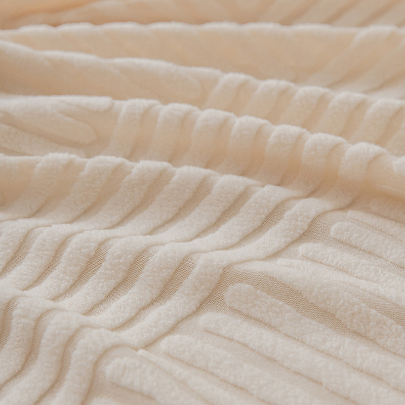 Ribbed Jacquard Velvet Sofa Slipcover, folded detail
