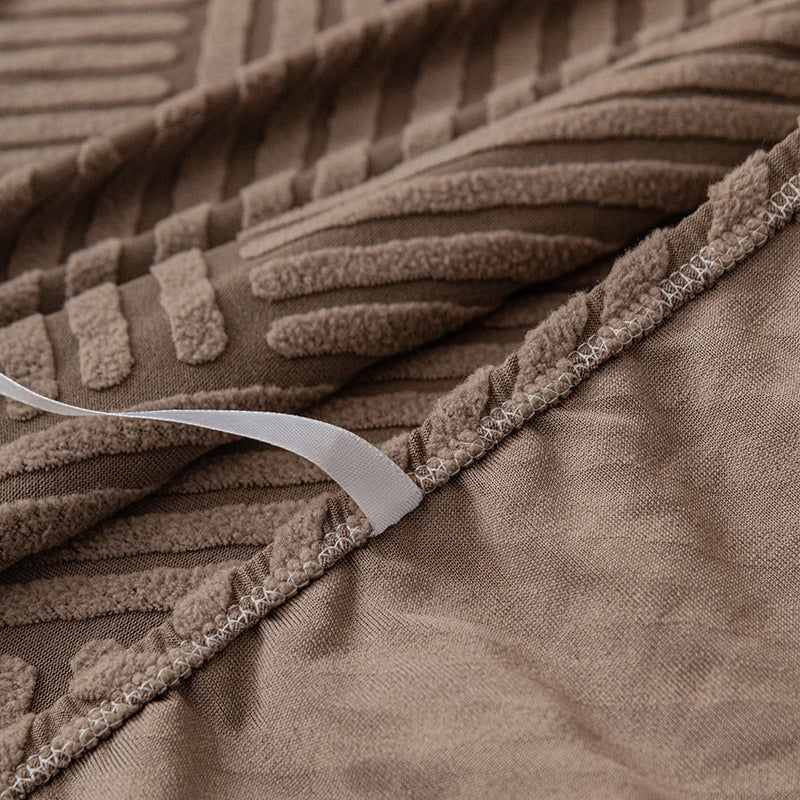 Ribbed Jacquard Velvet Sofa Slipcover, angled three quarter view