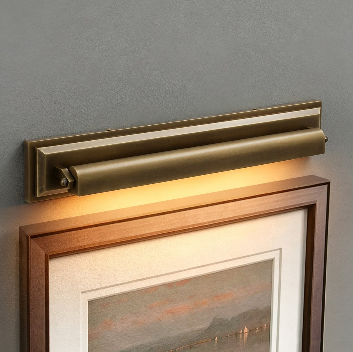 Roswell Linear Brass Wall Sconce, socket and hardware detail