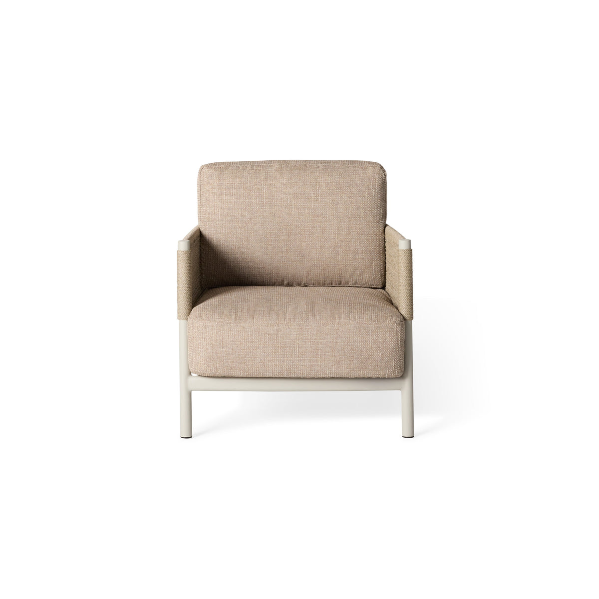Saratoga Dune Aluminum Lounge Chair, Fawn, full view at an angle