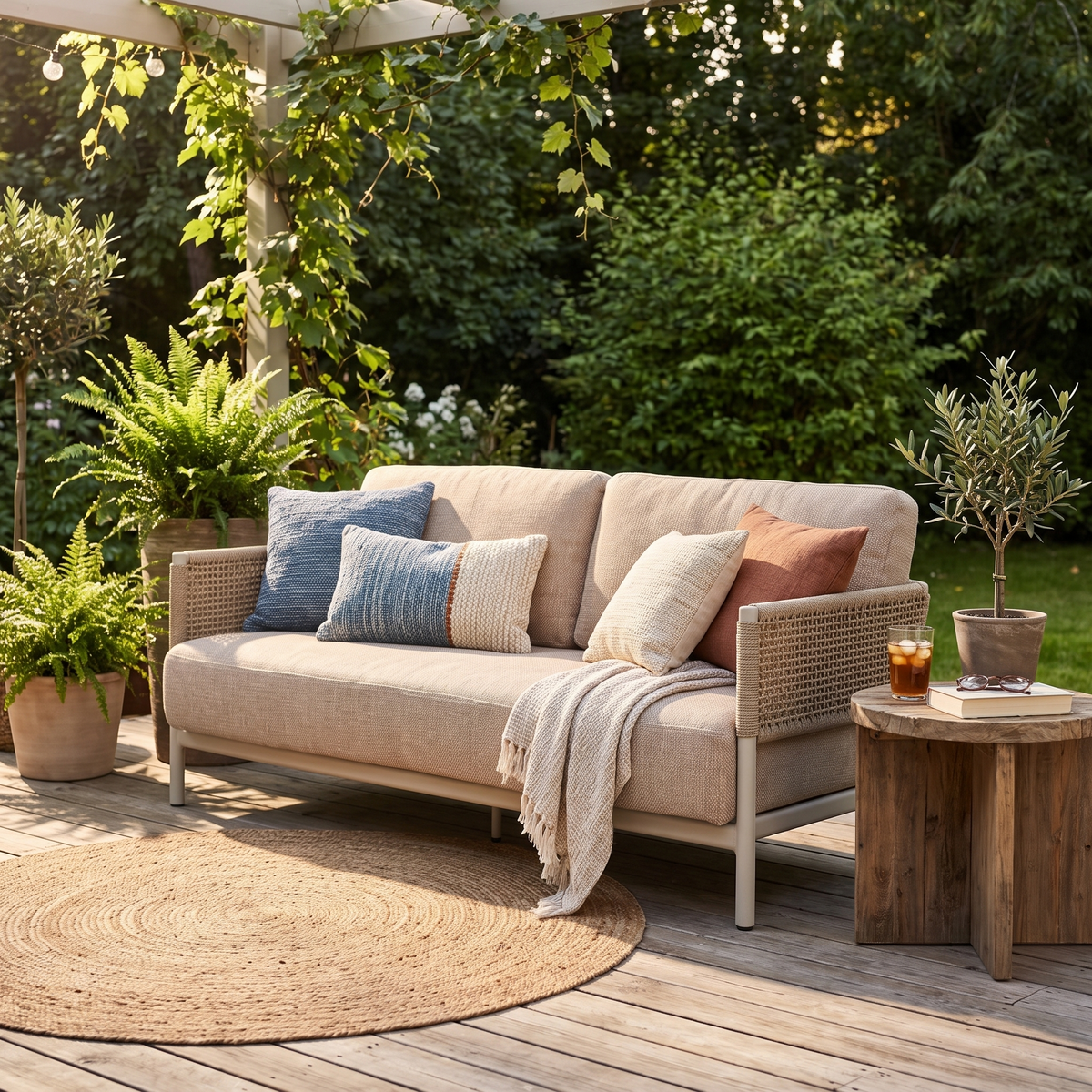 Saratoga Dune Aluminum Loveseat, side profile