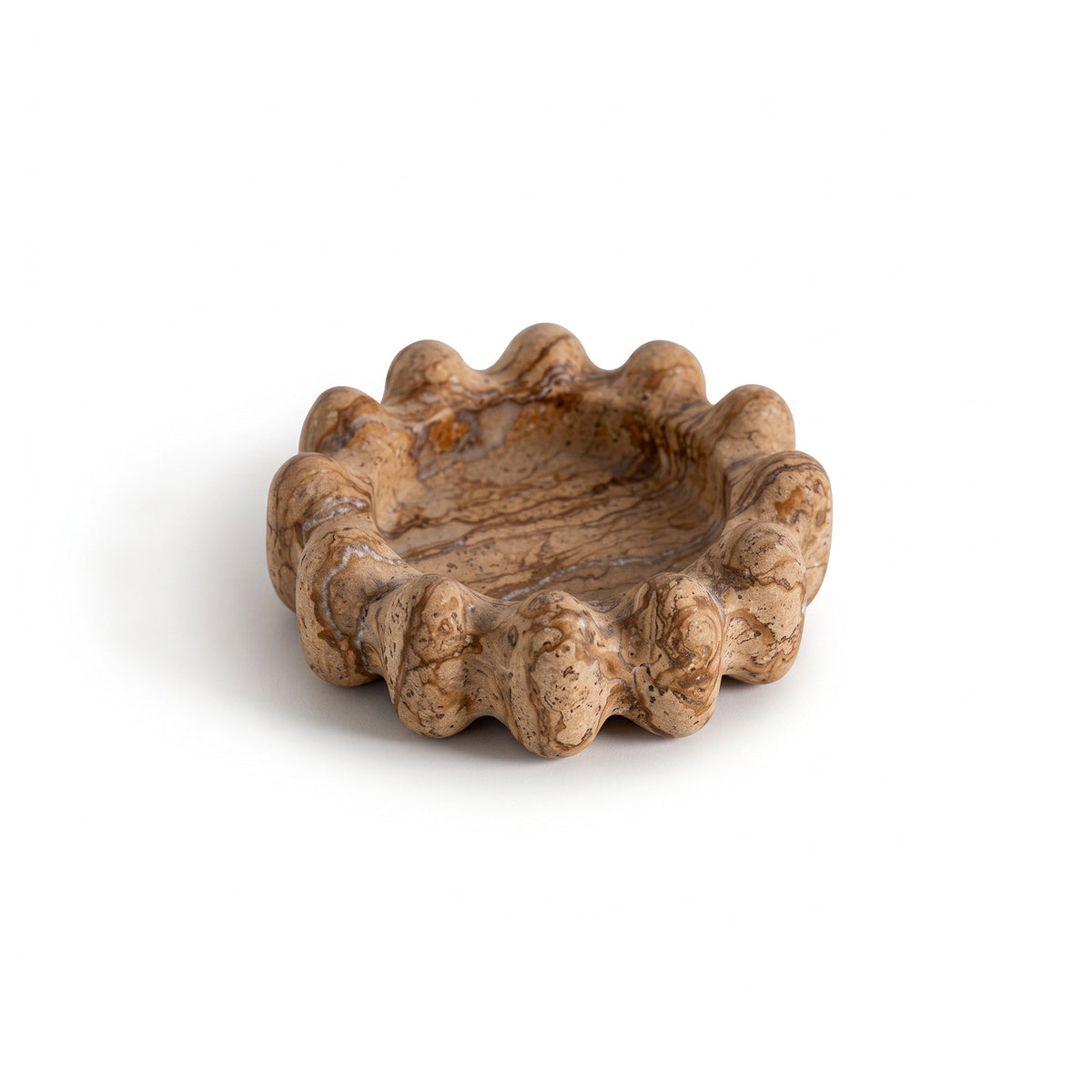 Scalloped Marble Catchall Dish, front view