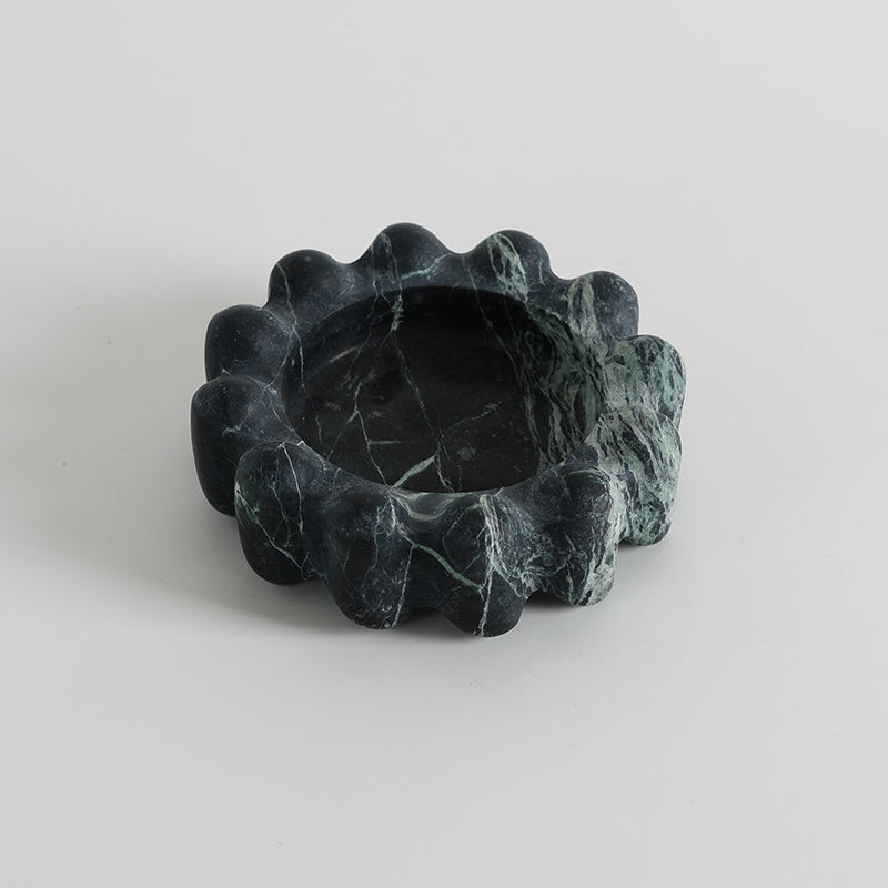 Scalloped Marble Catchall Dish, third styled on a console