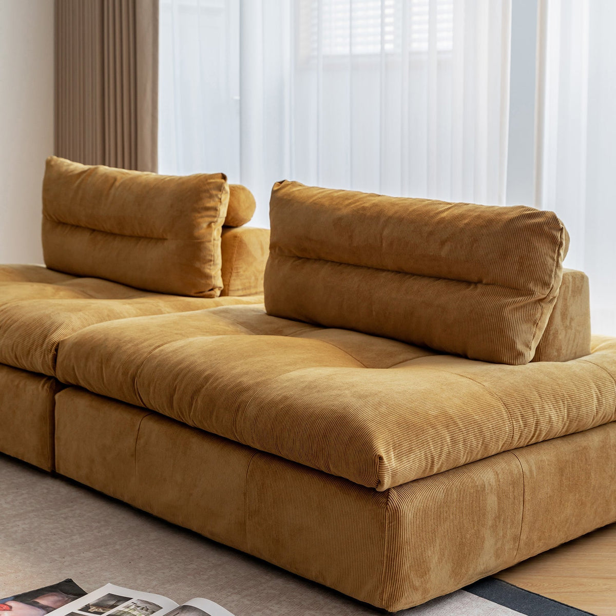 Scandinavian Chenille Velvet Fabric Modular 1 Seater Sofa GRAND