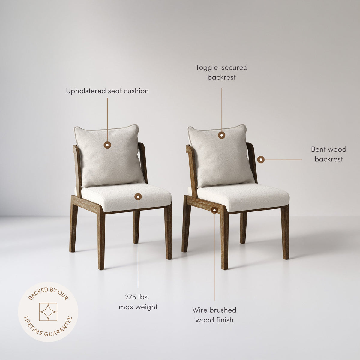 Scandinavian Dining Chair with Back Dark Brown (Set of 6), feature detail