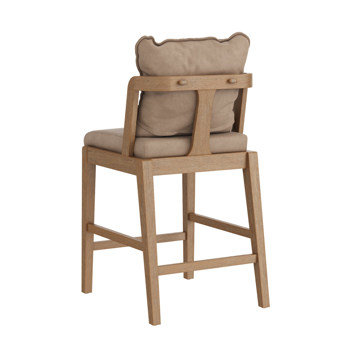Scandinavian Faux Leather Counter Stool Light Brown, back view