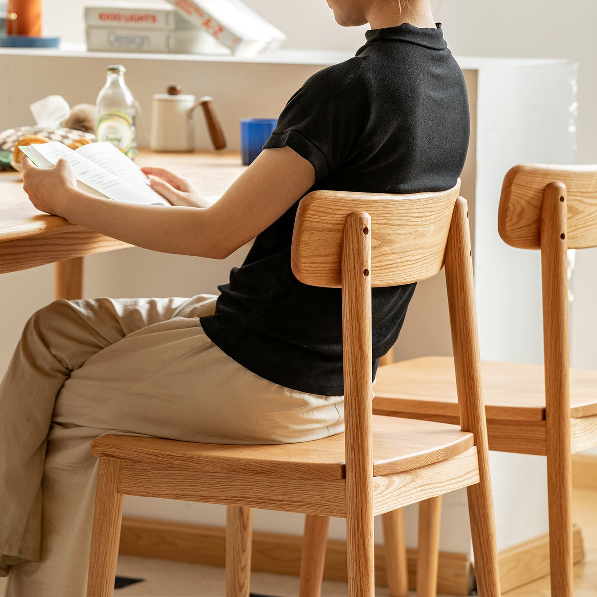 Scandinavian Oak Wood Dining Chair GREEN