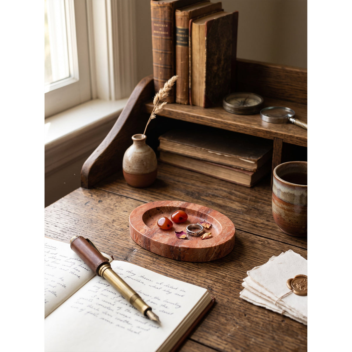 Sedona Canyon Stone Tray, second styled on a console