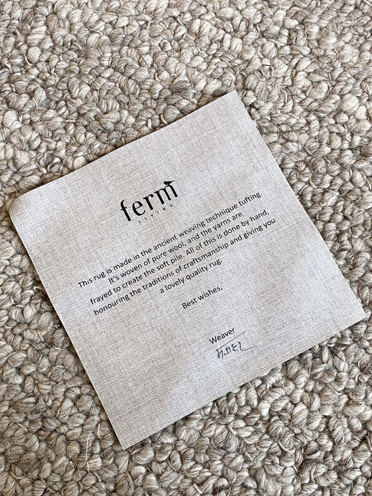 Shade Loop Natural Fibre Rug, corner and edge detail