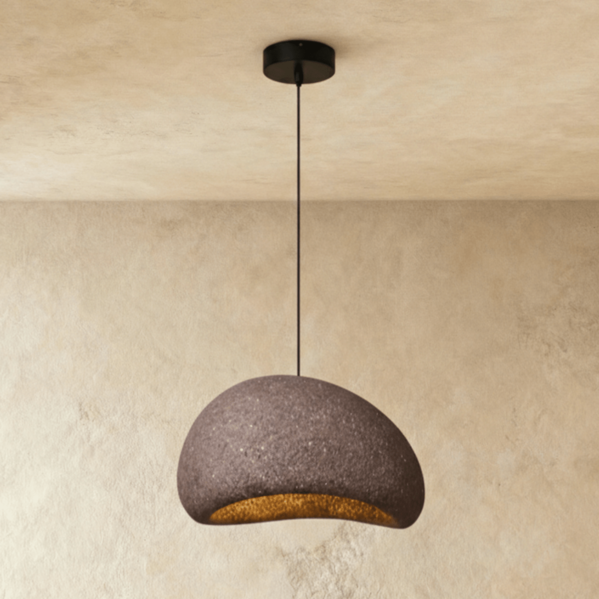 Shibui Sand Metal Pendant Light, unlit profile view