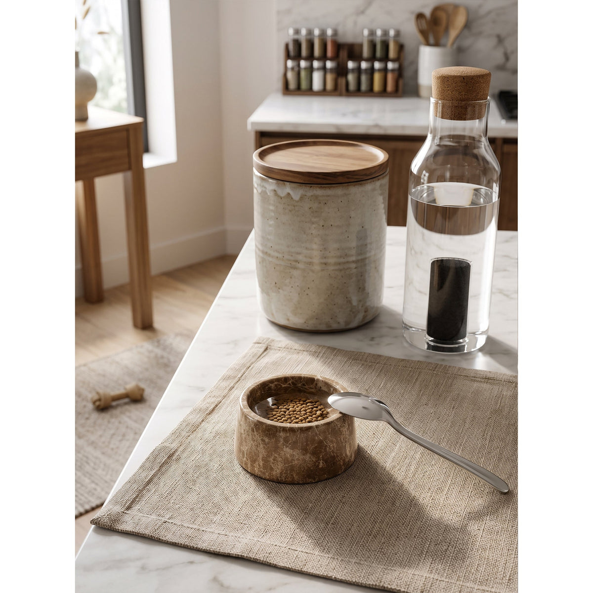 Sierra Marble Pet Bowl, interior view