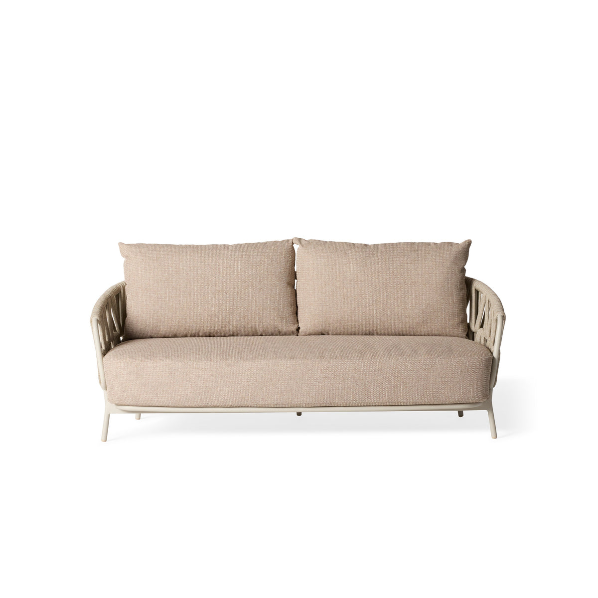Silverado Dune Aluminum Loveseat, Fawn, full view at an angle
