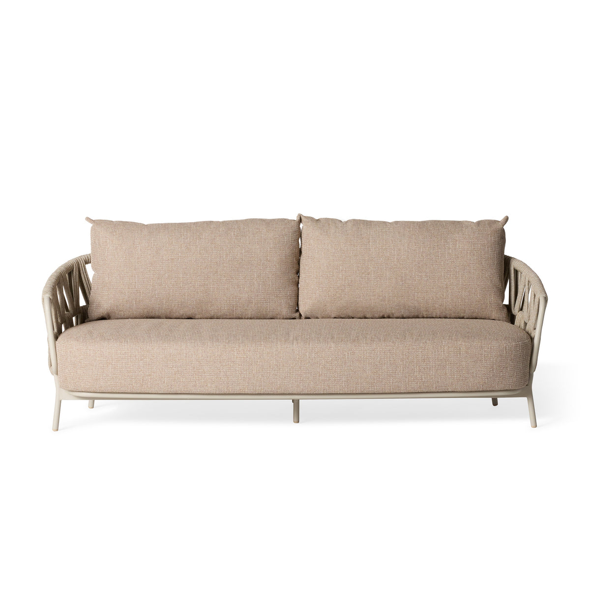 Silverado Dune Aluminum Sofa, Fawn, full view at an angle