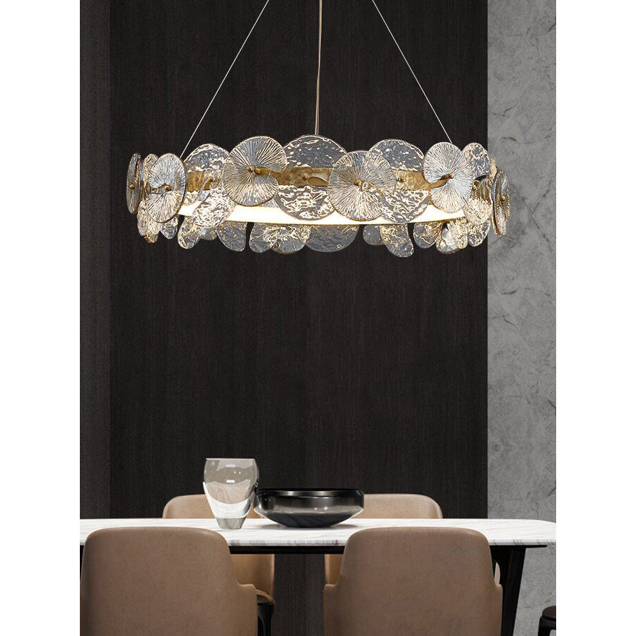 Sorelis Water Lily Ring Chandelier, second canopy and stem detail