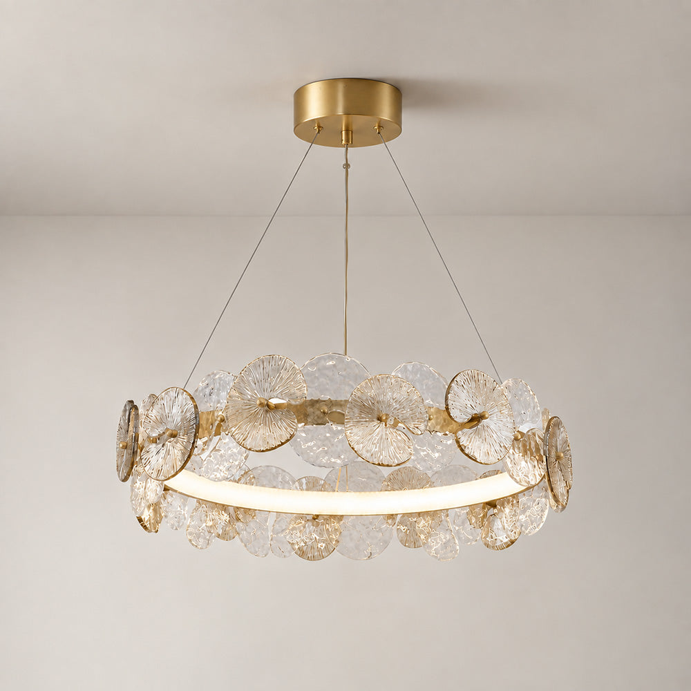 Sorelis Water Lily Ring Chandelier, second view above a table