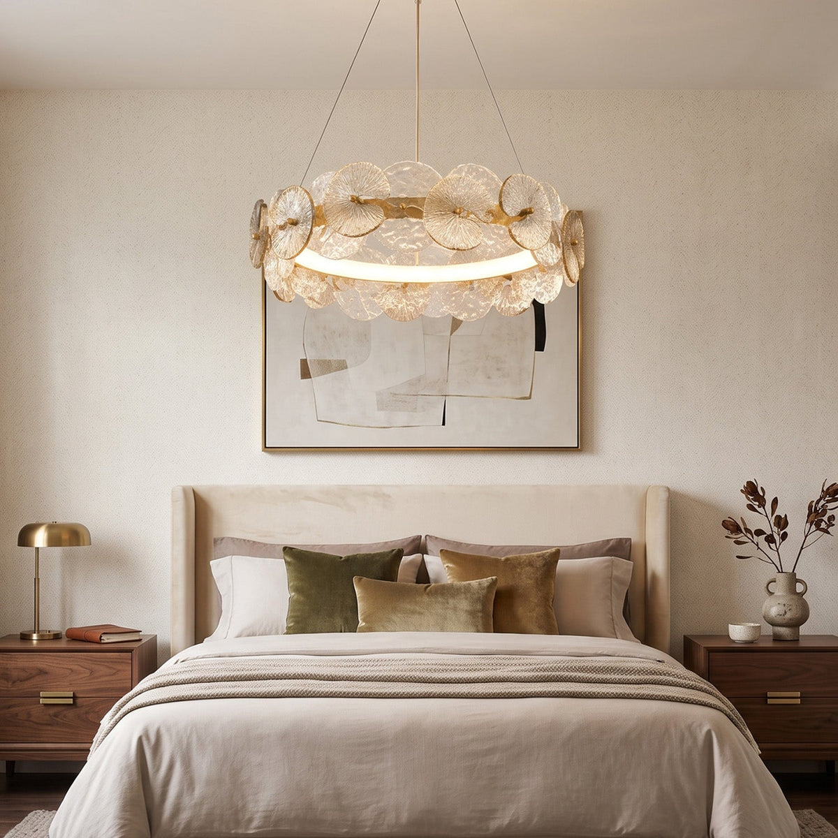 Sorelis Water Lily Ring Chandelier, full fixture from the front