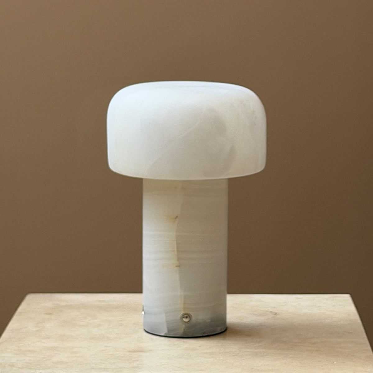 Sorvane Marble Alabaster Table Lamp, second styled on a console