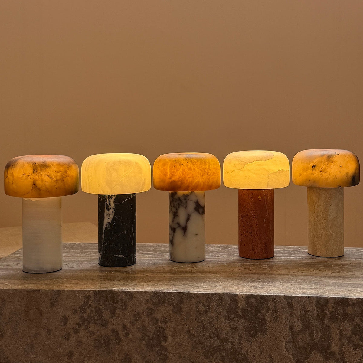 Sorvane Travertine Alabaster Table Lamp, second close up of the stone