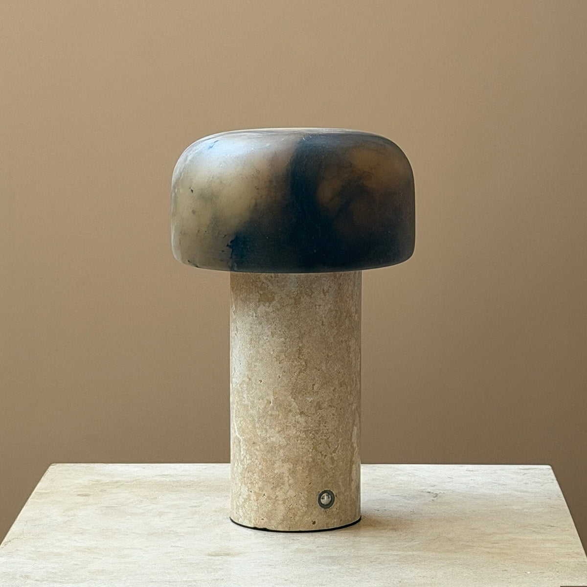 Sorvane Travertine Alabaster Table Lamp, third full lamp view
