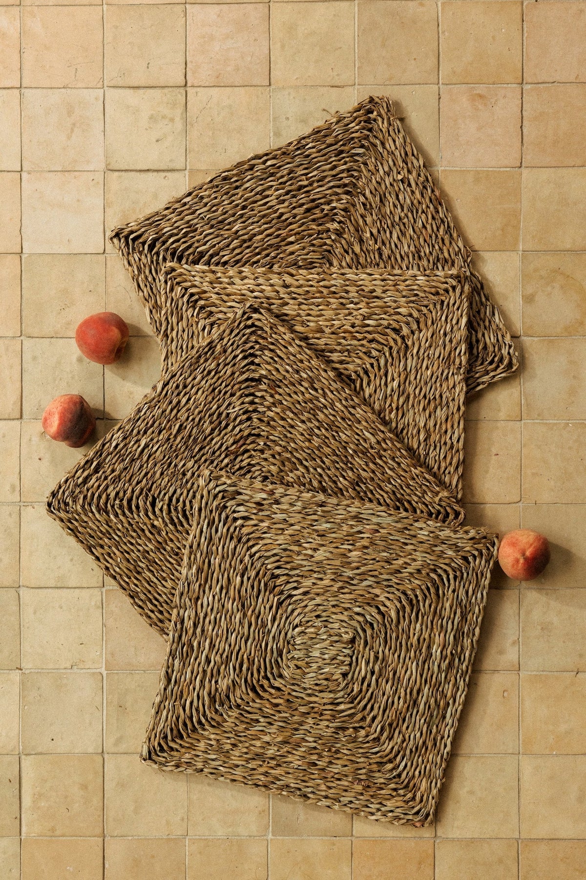 Square Seagrass Placemats, Set of 4, folded detail