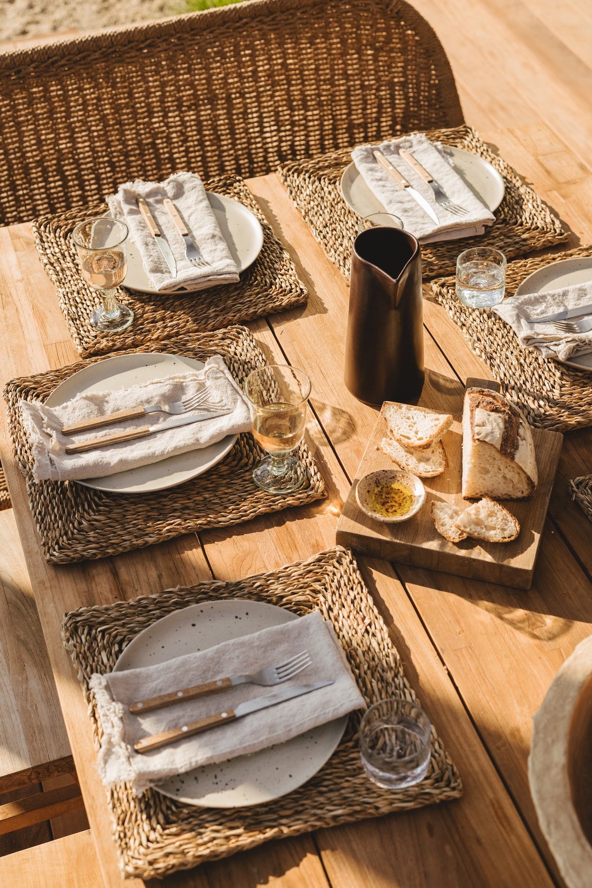 Square Seagrass Placemats, Set of 4, full flat lay view