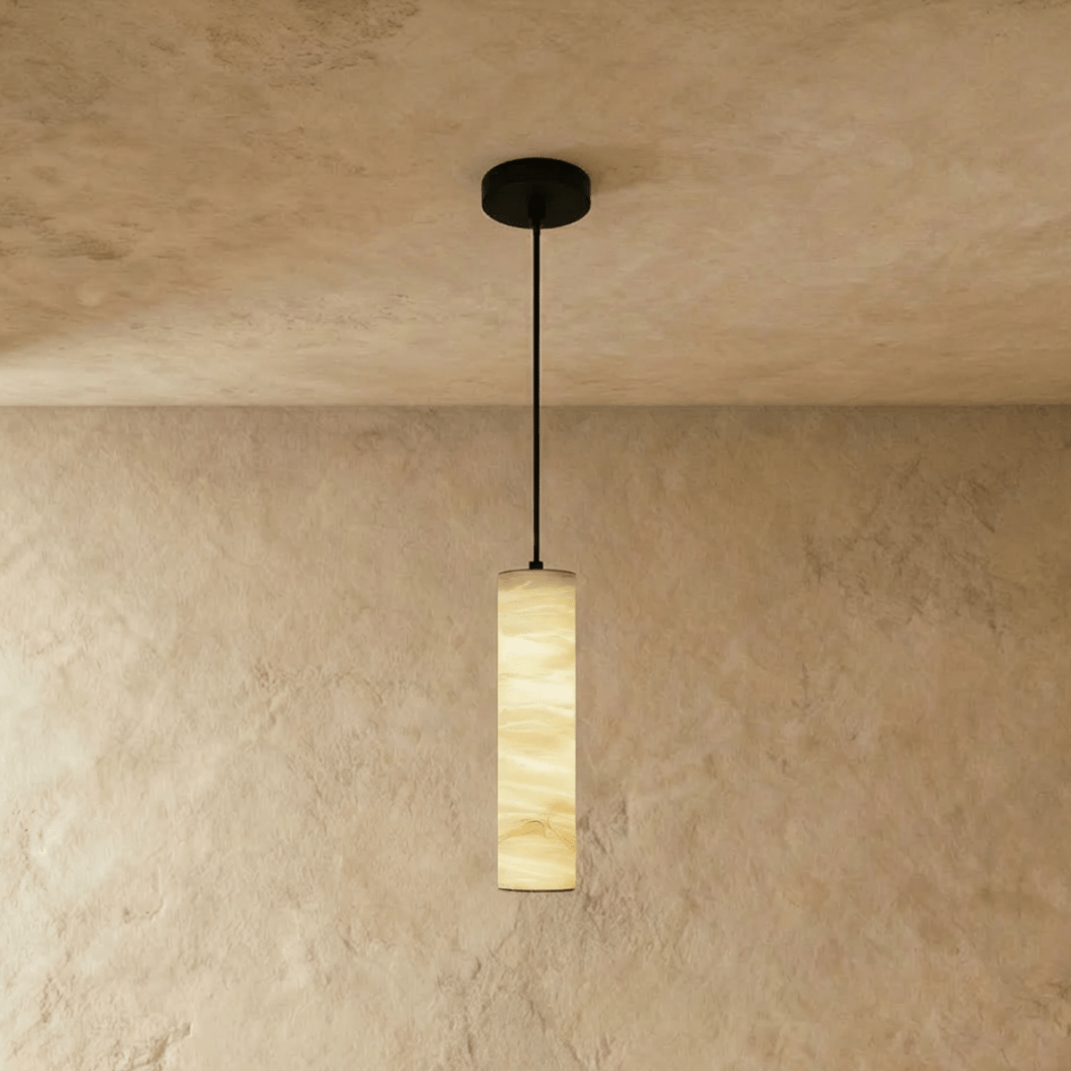 Sten Alabaster Pendant Light, close up of the finish and material