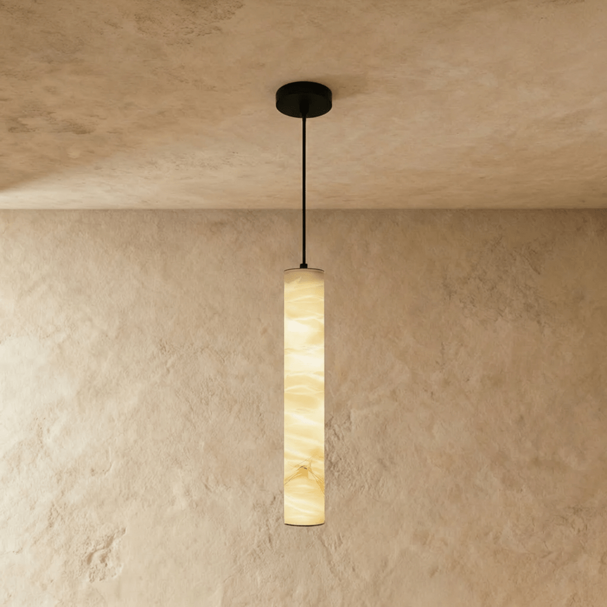Sten Alabaster Pendant Light, cord and ceiling canopy detail