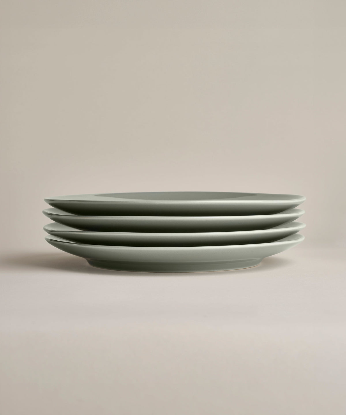 Stoneware Glossy Big Plate Set, Palm, full set laid out