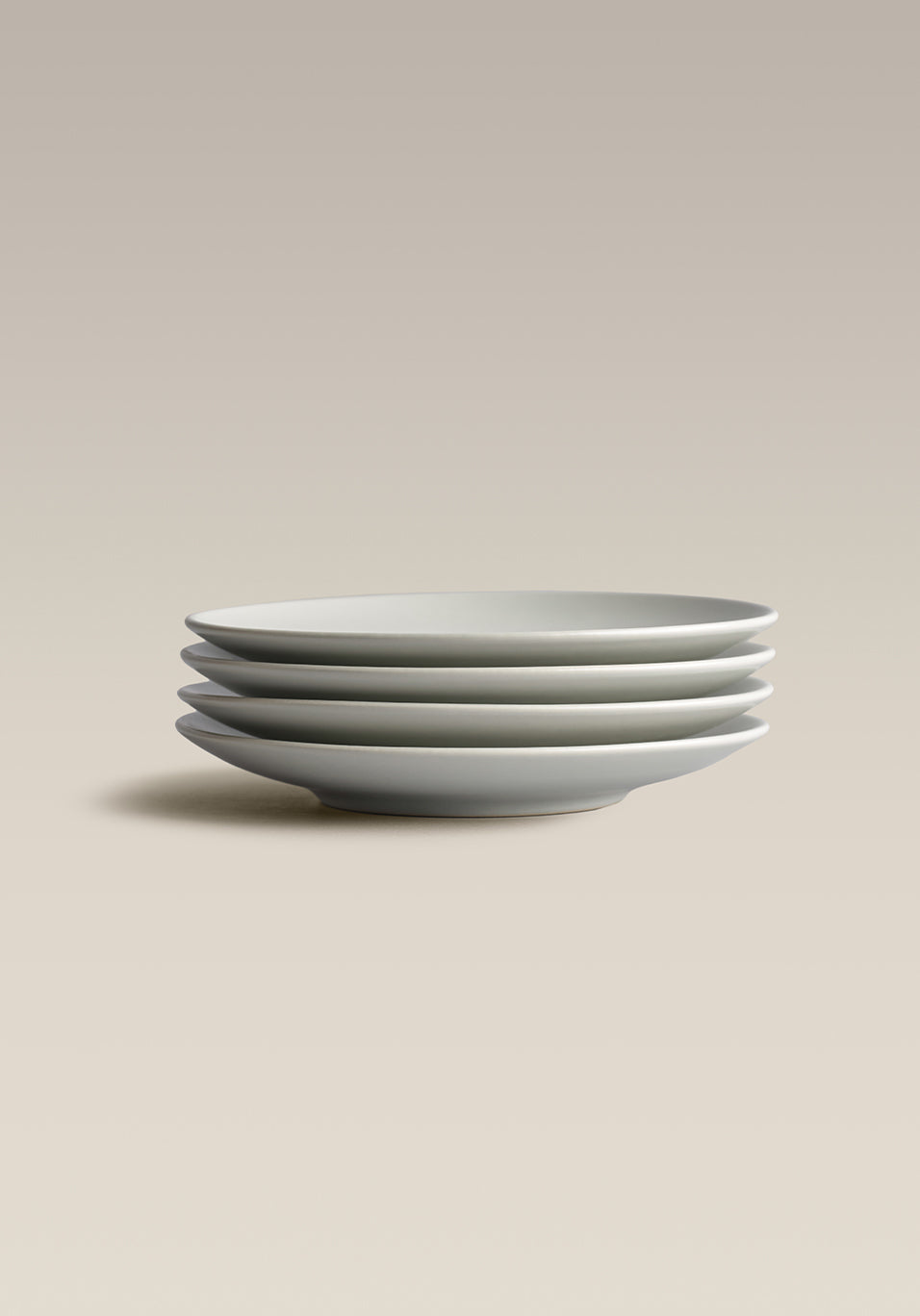 Stoneware Treat Plate Set, Fog, top down view of the set